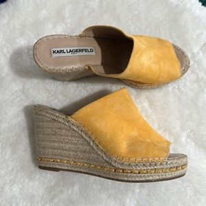 karl lagerfeld platform sandals carina yellow sz 9.5